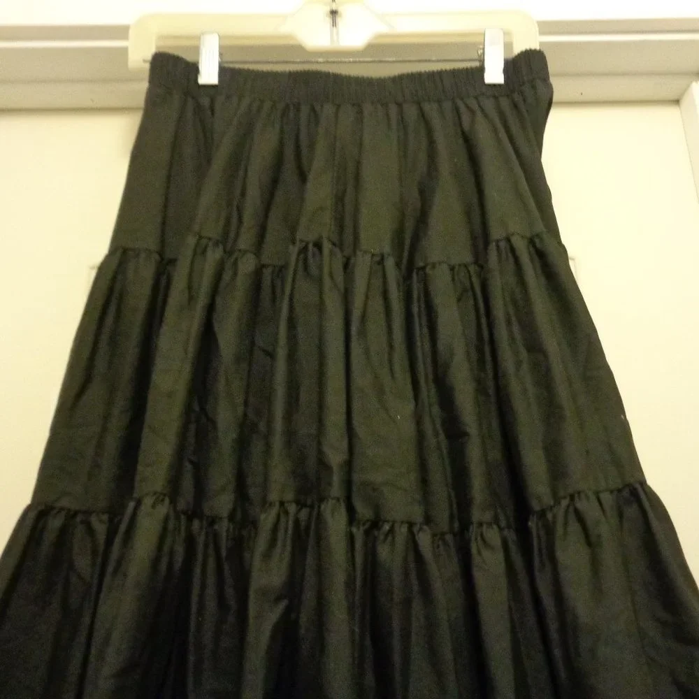 RETRO PINUP PETTICOTT PRAIRIE SQUARE DANCE SHORTER TIERED FULL SKIRT M